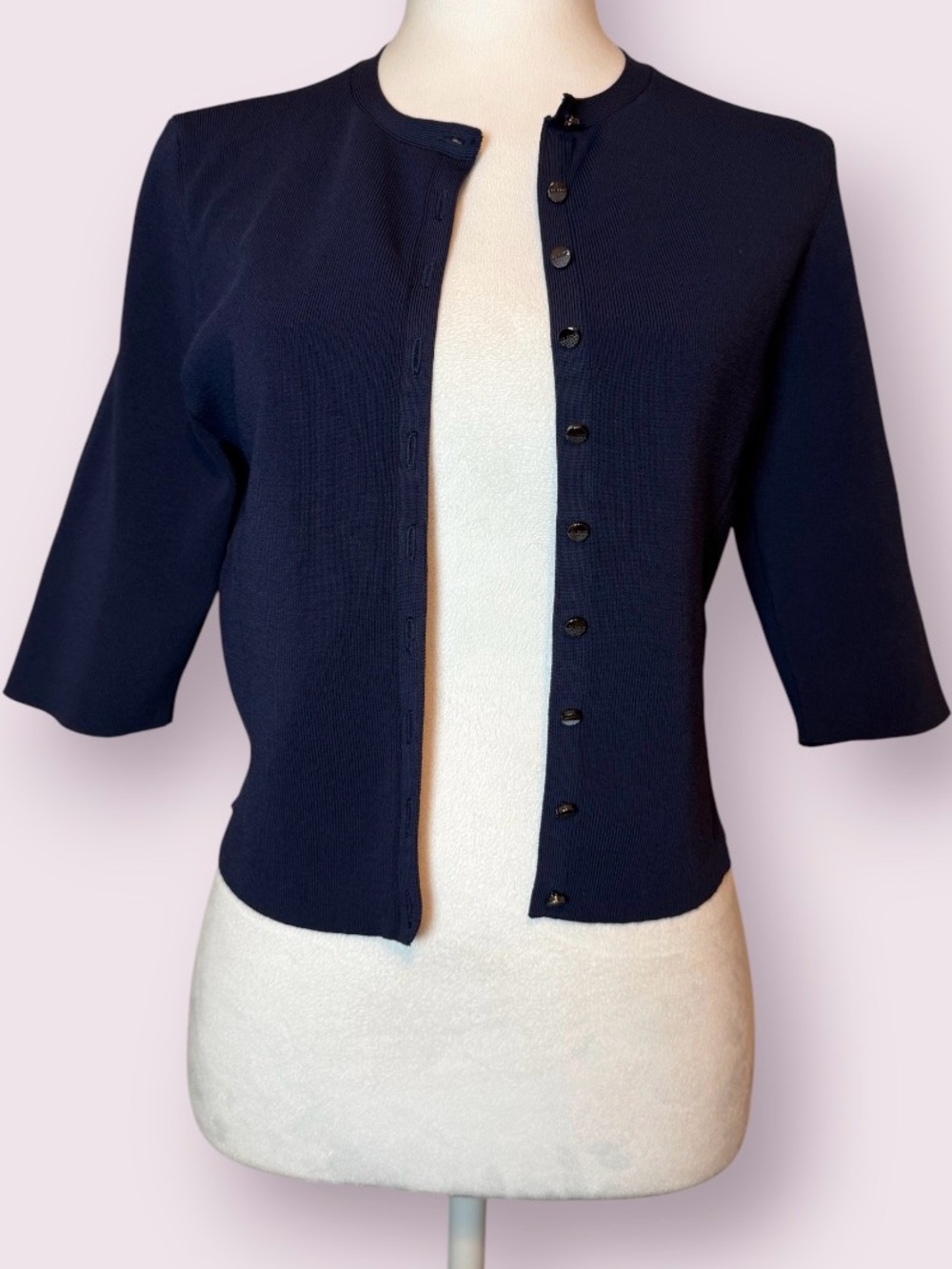 Ted Baker London Cropped Cardigan Jacket Navy Blue Size 3 (US 8) Quiet Luxury